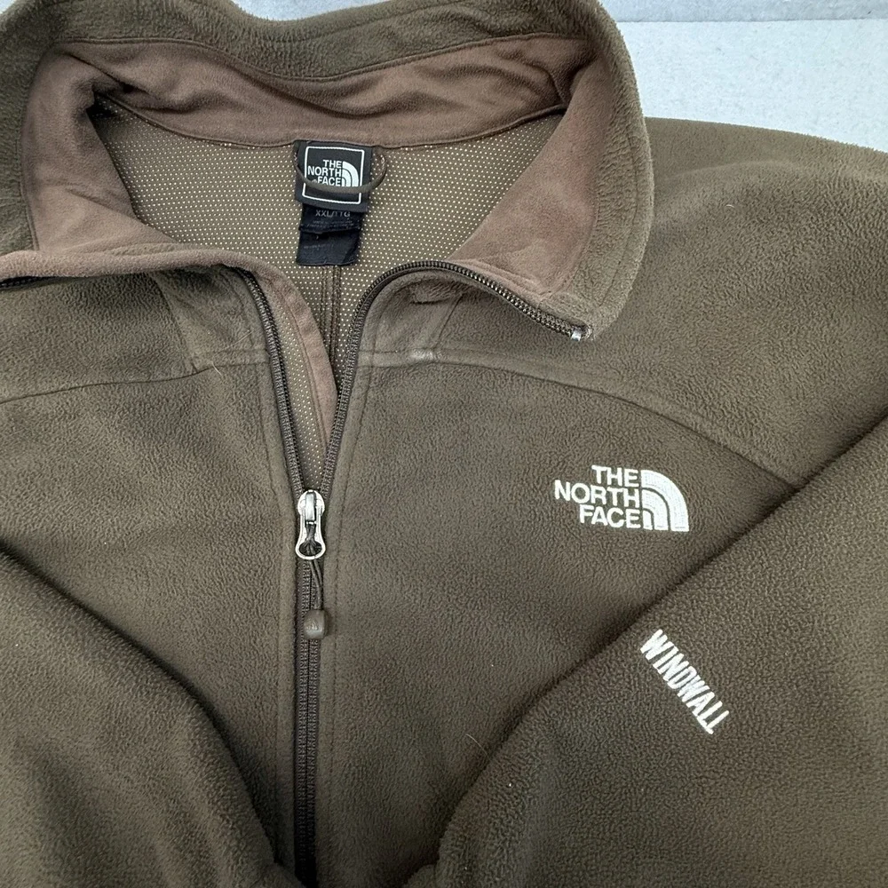 The North Face WindWall Fleece Jacket‎ XXL Brown Full Zip Windproof 2006 Vintage